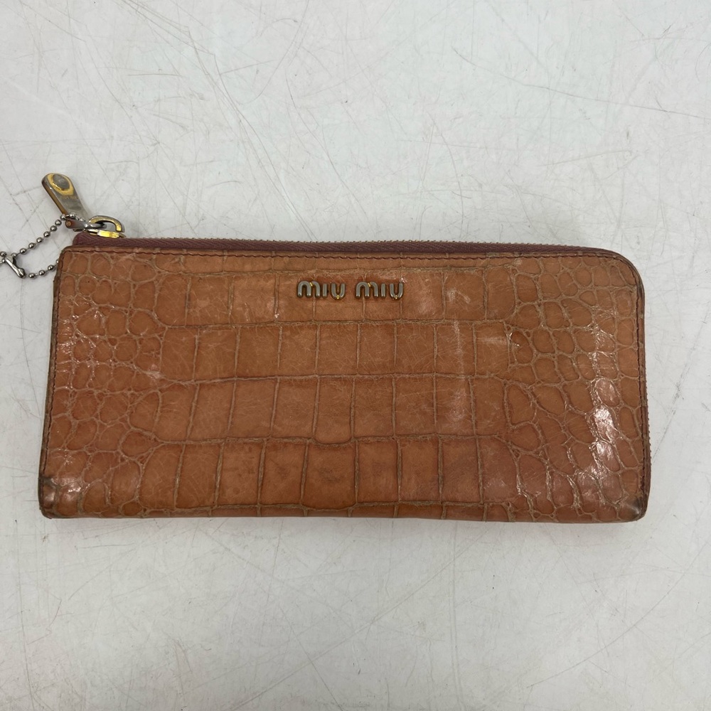 Miu Miu Croc Embossed Zip Wallet - image 1